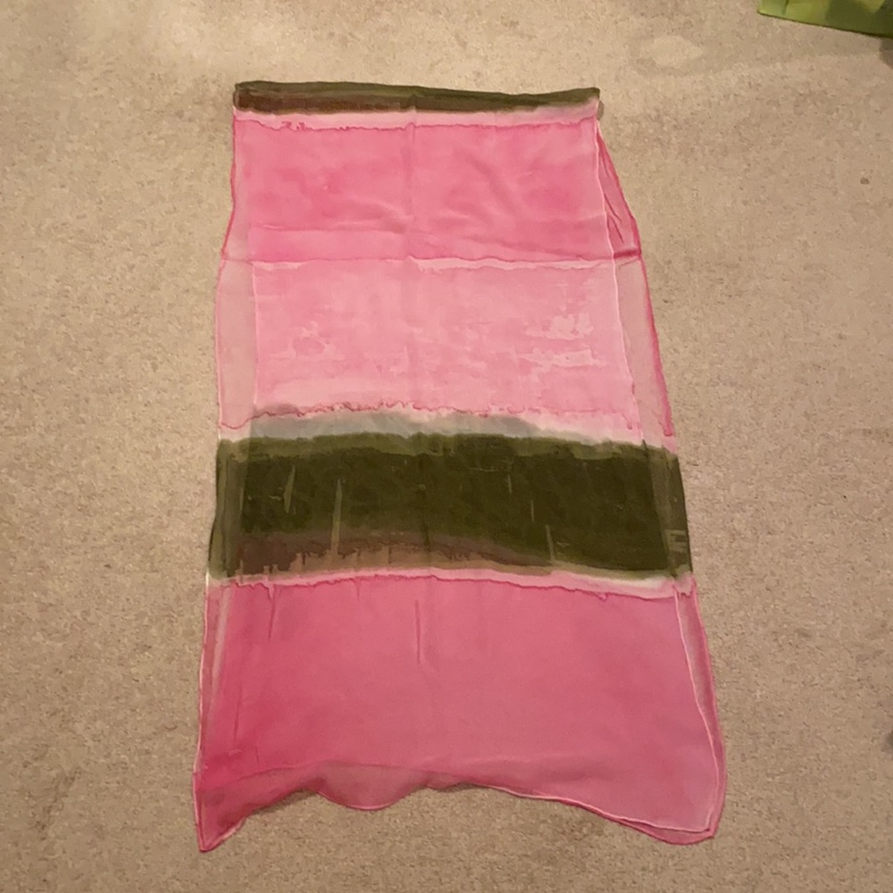 Long Pink Green Scarf